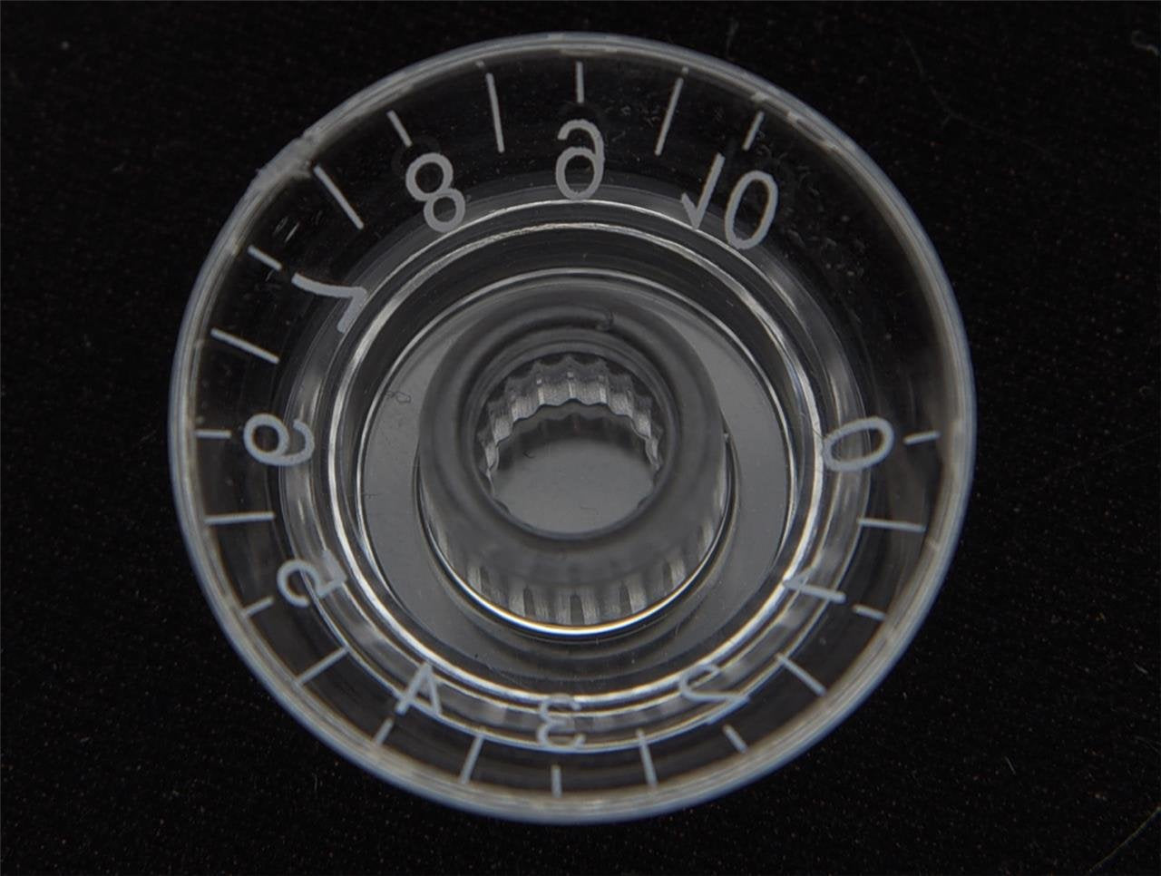 Dopro 4pcs Clear w/White Number LP Guitar Bell Knobs Top Hat Knobs for Epiphone Les Paul/Import Guitar Bass w/Coarse 5.8mm Split